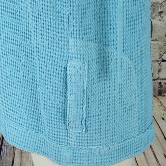Focus Tunic Top Womens Size Medium Puckered Buttons Blue Soft Vest - Picture 6 of 10